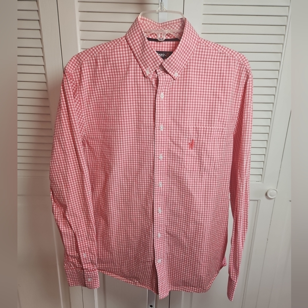 Johnnie-O Long Sleeve Button Down Shirt Men's Medium Pink Plaid Tweener Button